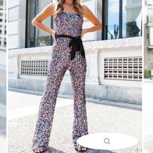 Sequin strapless jumpsuit